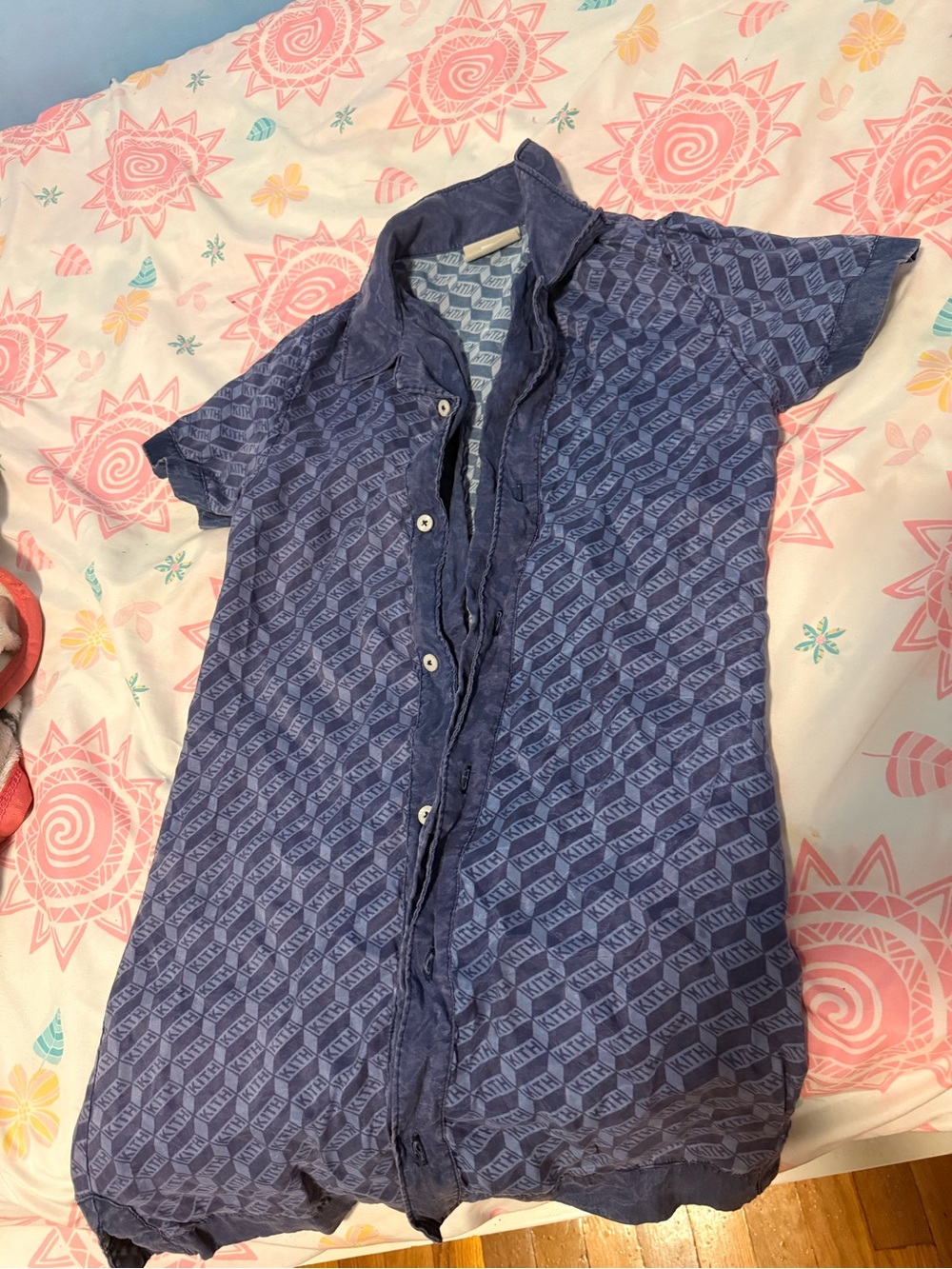 Kith Blue Geometric Logo Short Sleeve Shirt